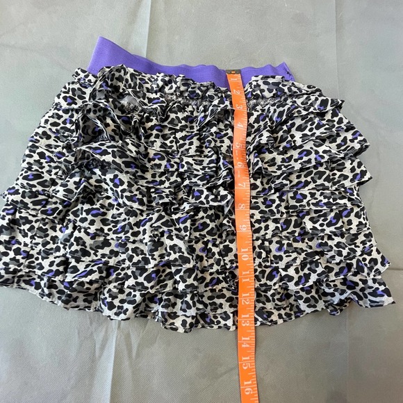 Justice Skort Girls Size 12 Elastic Waist Purple Gray Black Cheetah Ruffle FLAW - Picture 3 of 10